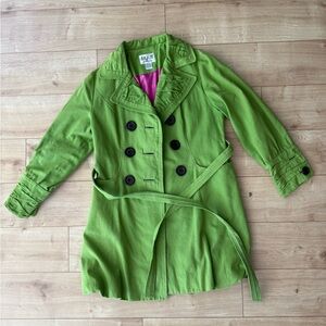 An Ren Green Belted Peacoat Jacket Women’s Medium Double Breasted Rare Style